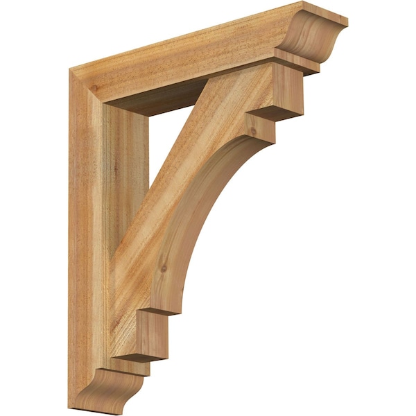 Ekena Millwork Merced Traditional Rough Sawn Bracket w/ Offset Brace, Western Red Cedar, 6"W x 26"D x 30"H BKT0604X26X30MRC01RWR - main